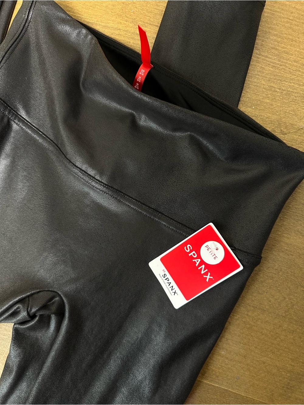 Brand New SPANX Faux Leather High-Waist Leggings - Black Petite M
